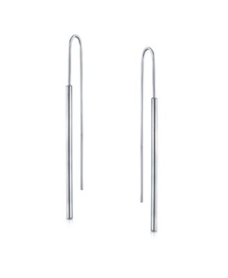 Minimalist Geometric Dangle Earrings Linear Bar Threader in Sterling Silver