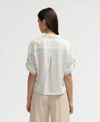 Women s Button Front Cropped Shirt