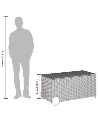 Garden Storage Box with Wheels Gray 50.2 Gal Poly Rattan