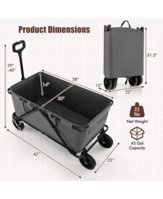 Collapsible Folding Wagon Cart with Adjustable Handle Heavy-Duty Utility Cart for Outdoor and Garden