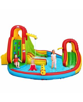 Kids' Inflatable Water Slide Bounce House with Climbing Wall & Pool Outdoor Playset