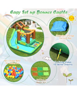 Inflatable Water Slide Bounce House with Climbing Wall Fun Outdoor Playset for Kids