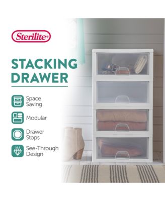 16 Quart Clear Plastic Stacking Storage Drawer Container Box, 6 Pack