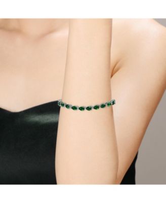 Women's Plated Colored Pear CZ Tennis Bracelet