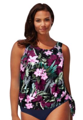 Women's Side Tie Blouson Tankini Top