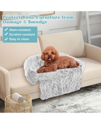 40"x 35"x 26" Plush Calming Dog Couch Bed with Anti-Slip Bottom