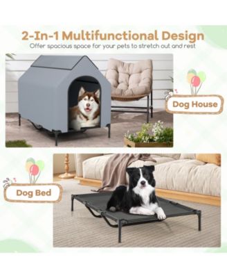 Large Outdoor Elevated Pet House with Ventilated Windows