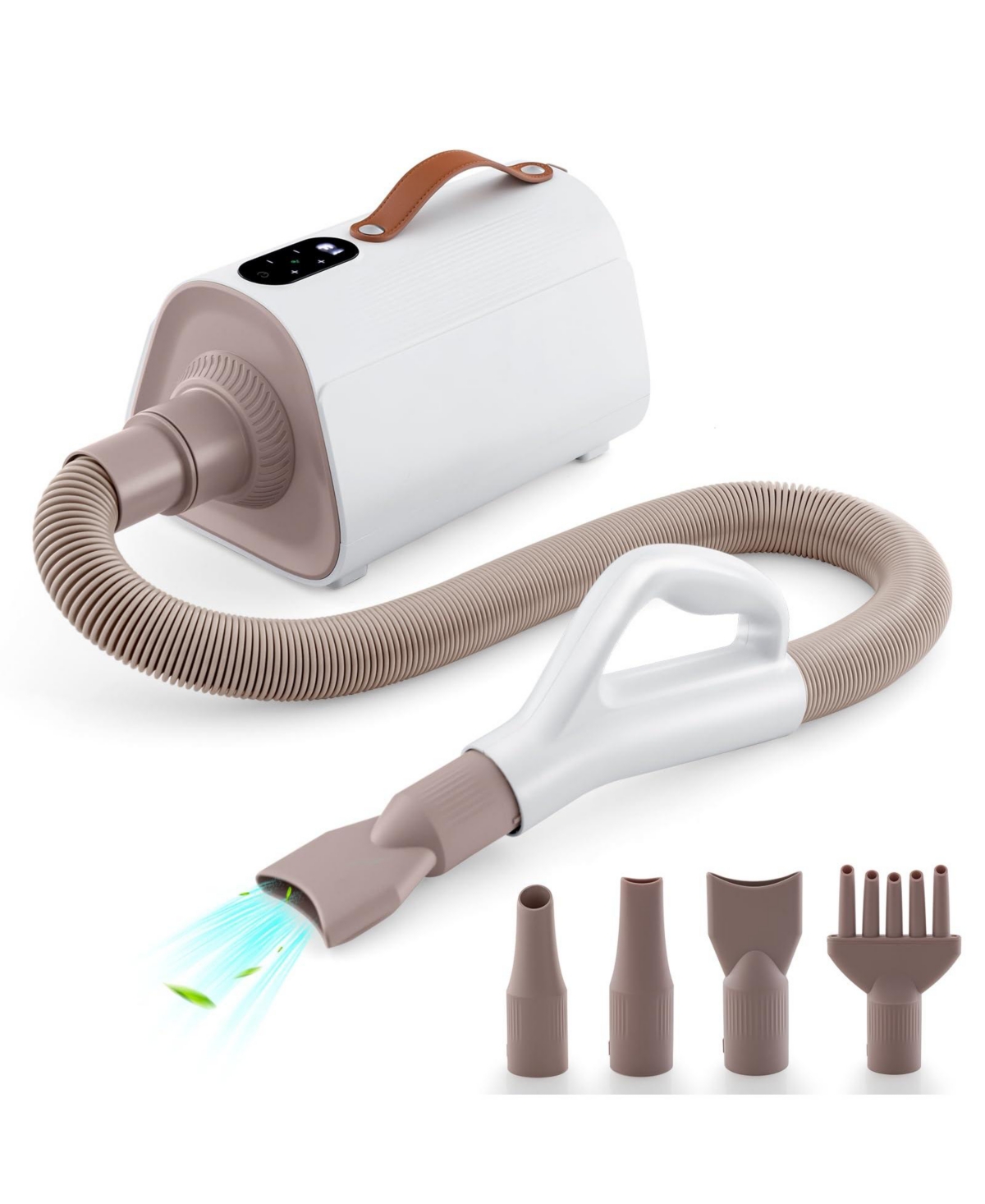 Dog Cat Hair Blower with Negative Ion Function and Adjustable Temperature - White