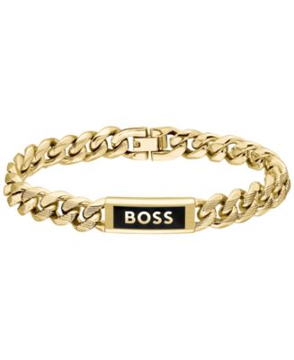 Hugo Boss Men's Kassy Emblem Ionic Gold-Plated Chain Bracelet - Macy's