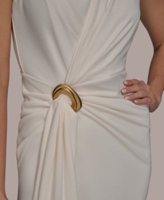 Women's Draped Faux-Wrap Gown