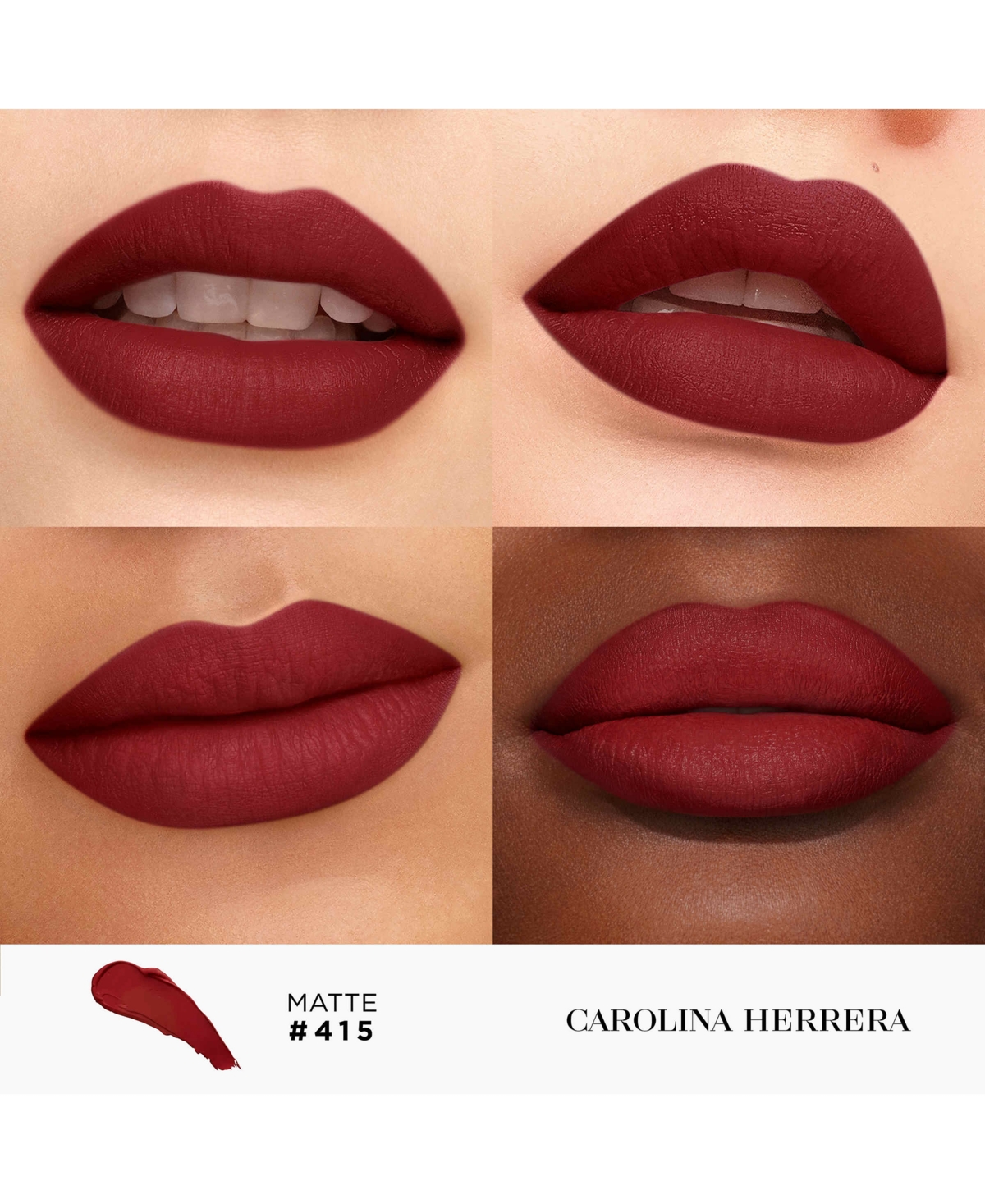 Carolina Herrera Fabulous Kiss Matte Refillable Lipstick & Love Karma Lipstick Cap In 415- Birthday Red