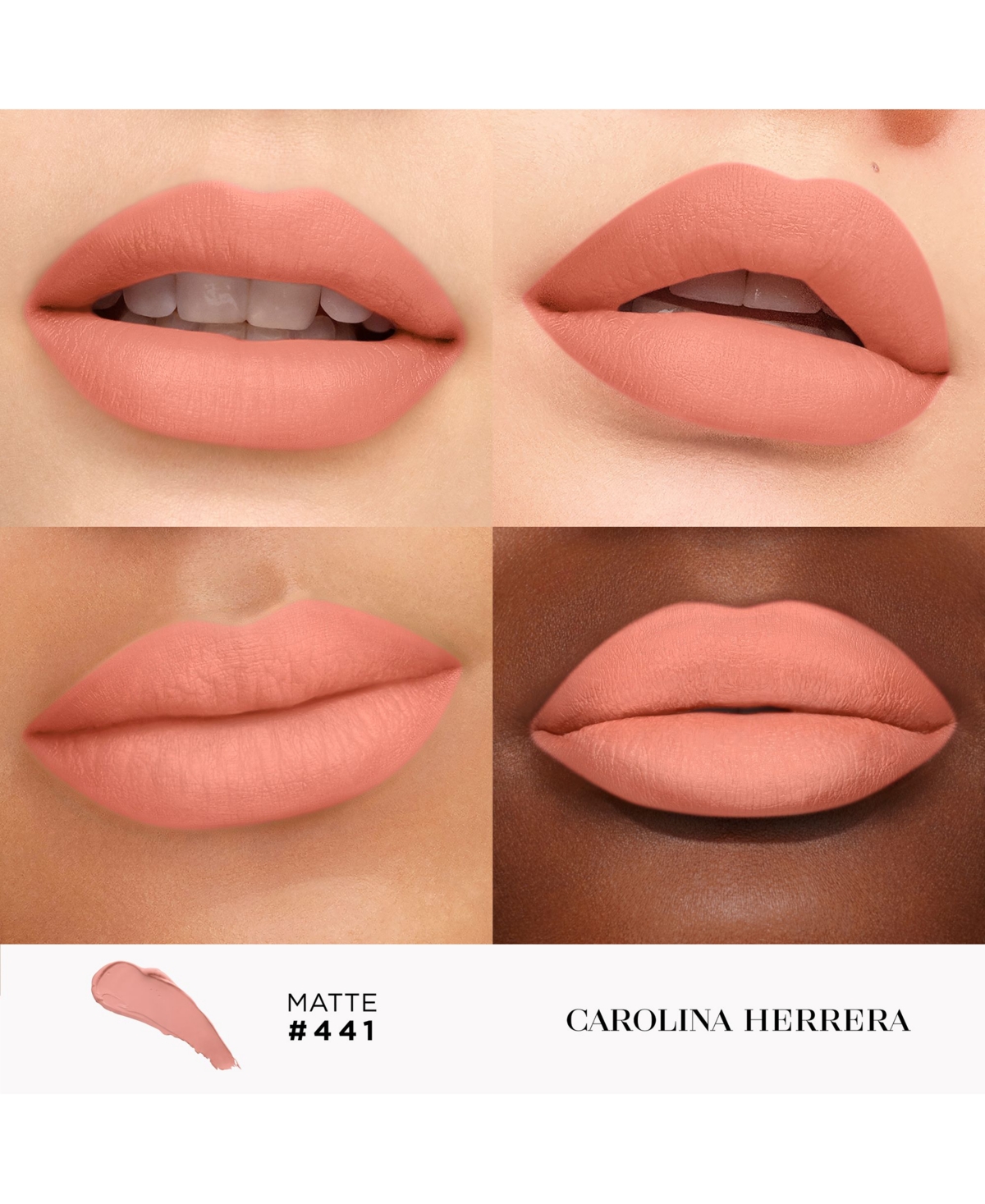 Carolina Herrera Fabulous Kiss Matte Refillable Lipstick & Love Karma Lipstick Cap In 441- Uncovered Nude