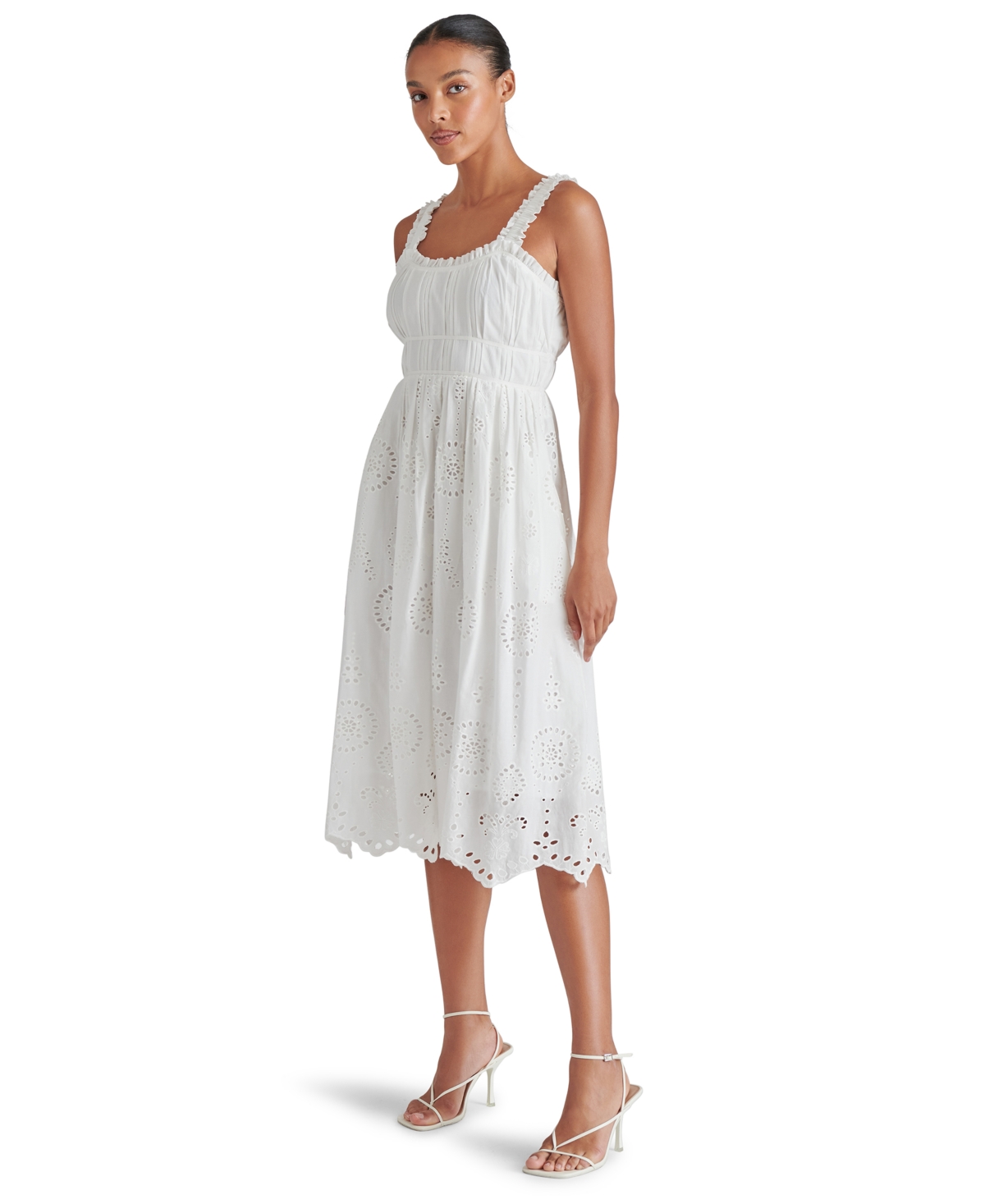 Steve Madden Harmony Eyelet Embroidered Cotton Midi Dress In White