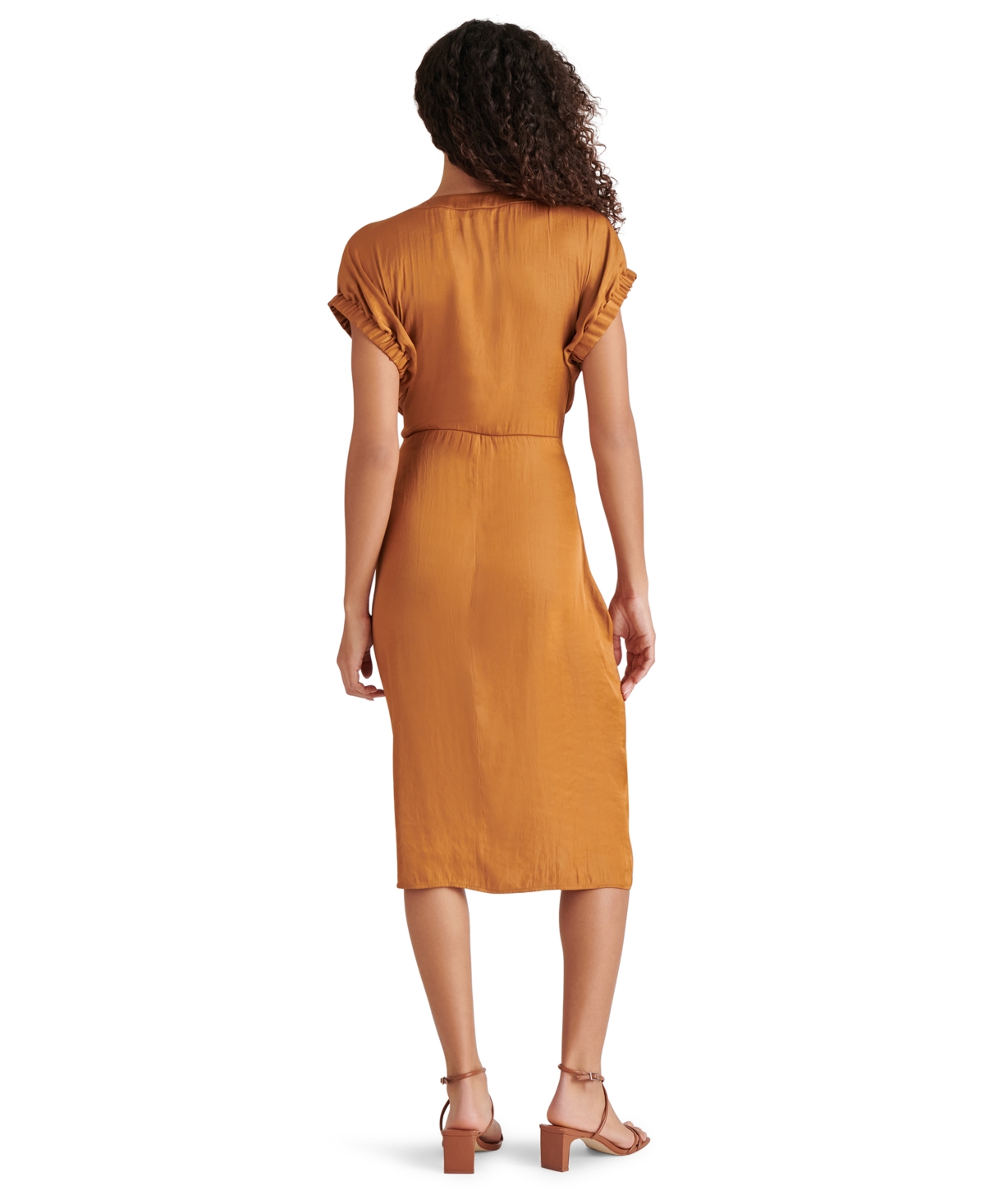 Steve Madden Bruno Tie Waist Midi Dress In Caramel Cafe