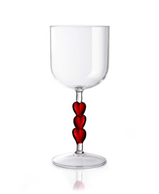 Red Heart Stemmed Wine Glasses, Set of 2