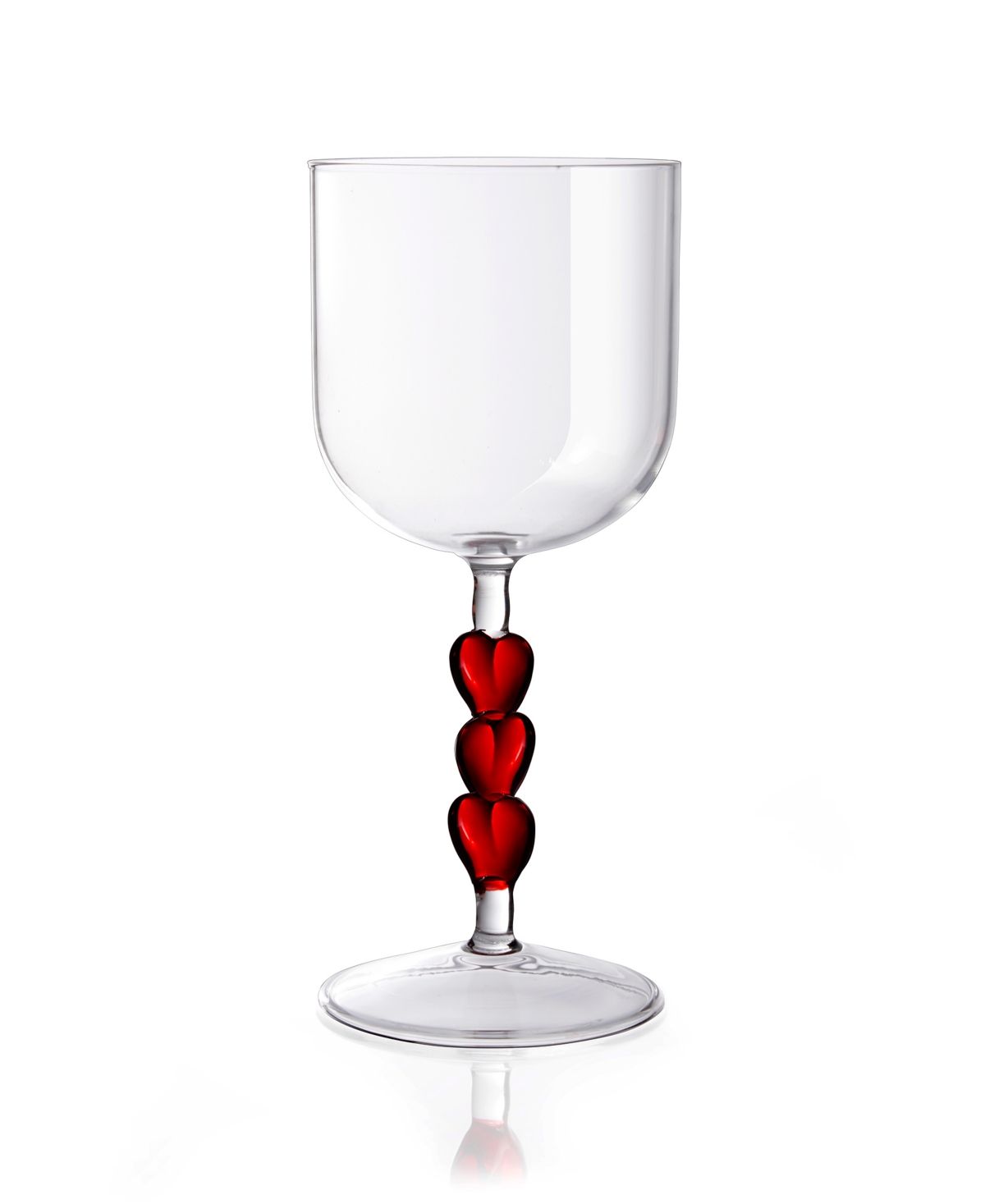 Qualia Glass Red Heart Stemmed Wine Glasses, Set Of 2 In Clear With Red