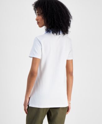 売れ筋商品|||トミー ヒルフィガー カットソー トップス レディース Women's Mixed Media Cornell Polo Shirt Bright White Tommy Hilfiger Women's Mixed Media Cornell Polo Shirt - Macy's