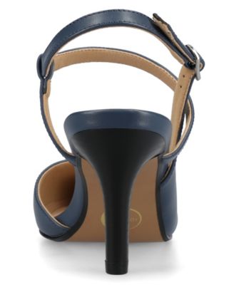 Journee Womens Scipio Medium and Wide Width Crossover Ankle Strap Pointed Toe Pumps