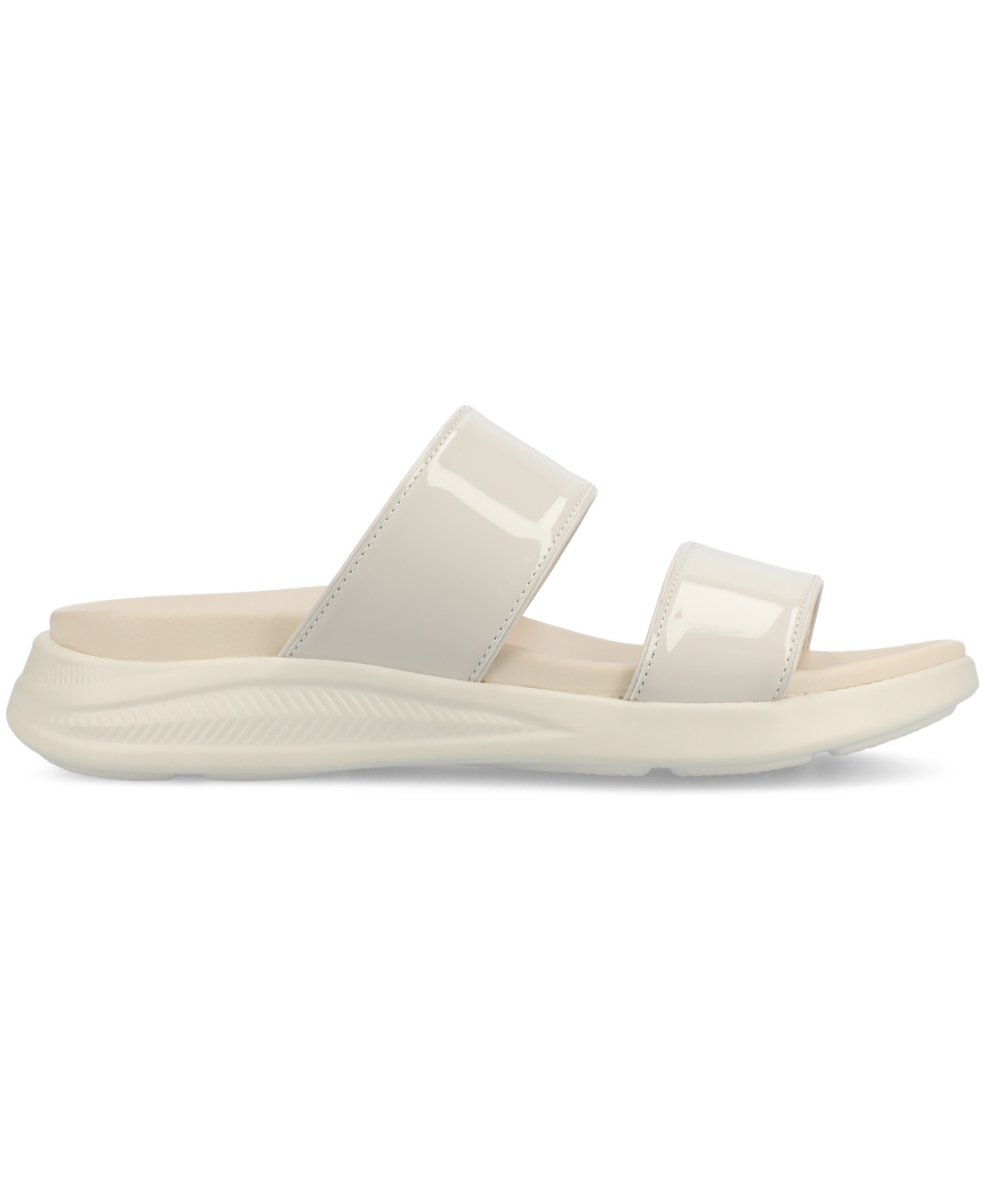 Journee Collection Women's Janis Double Band Comfort Wedge Sandals In Patent,bone