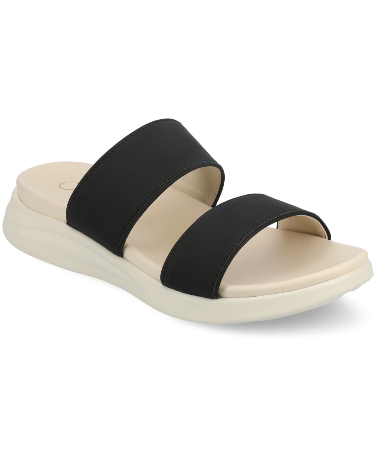 Journee Collection Women's Janis Double Band Comfort Wedge Sandals In Black