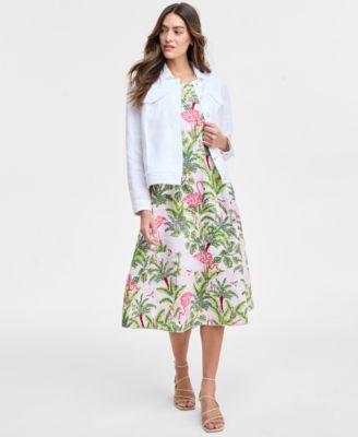 Charter Club Womens 100 Linen Jacket Palm Beach 100 Linen Midi Dress Exclusively At Macys