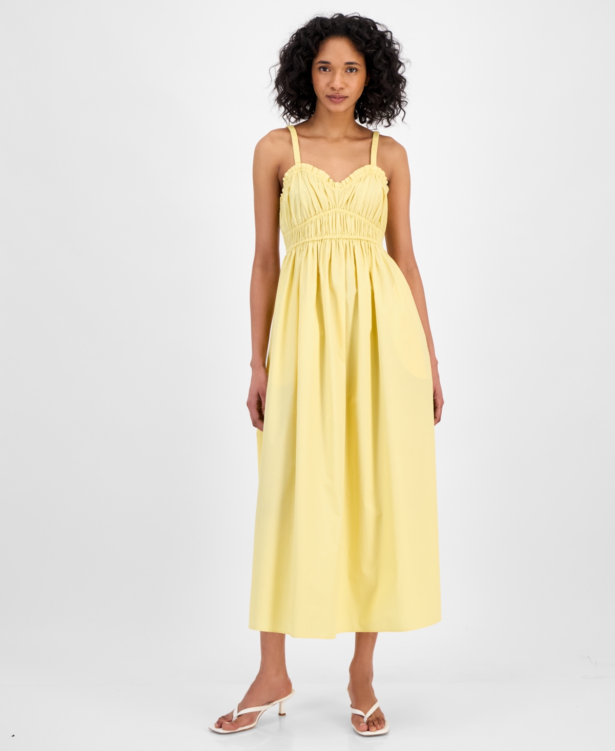 HUGO BOSS WOMEN'S SWEETHEART-NECK SLEEVELESS COTTON MIDI DRESS 