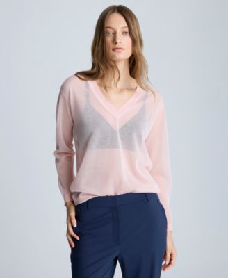 Kenneth Cole - Women's Sheer Oversized V-Neck Sweater