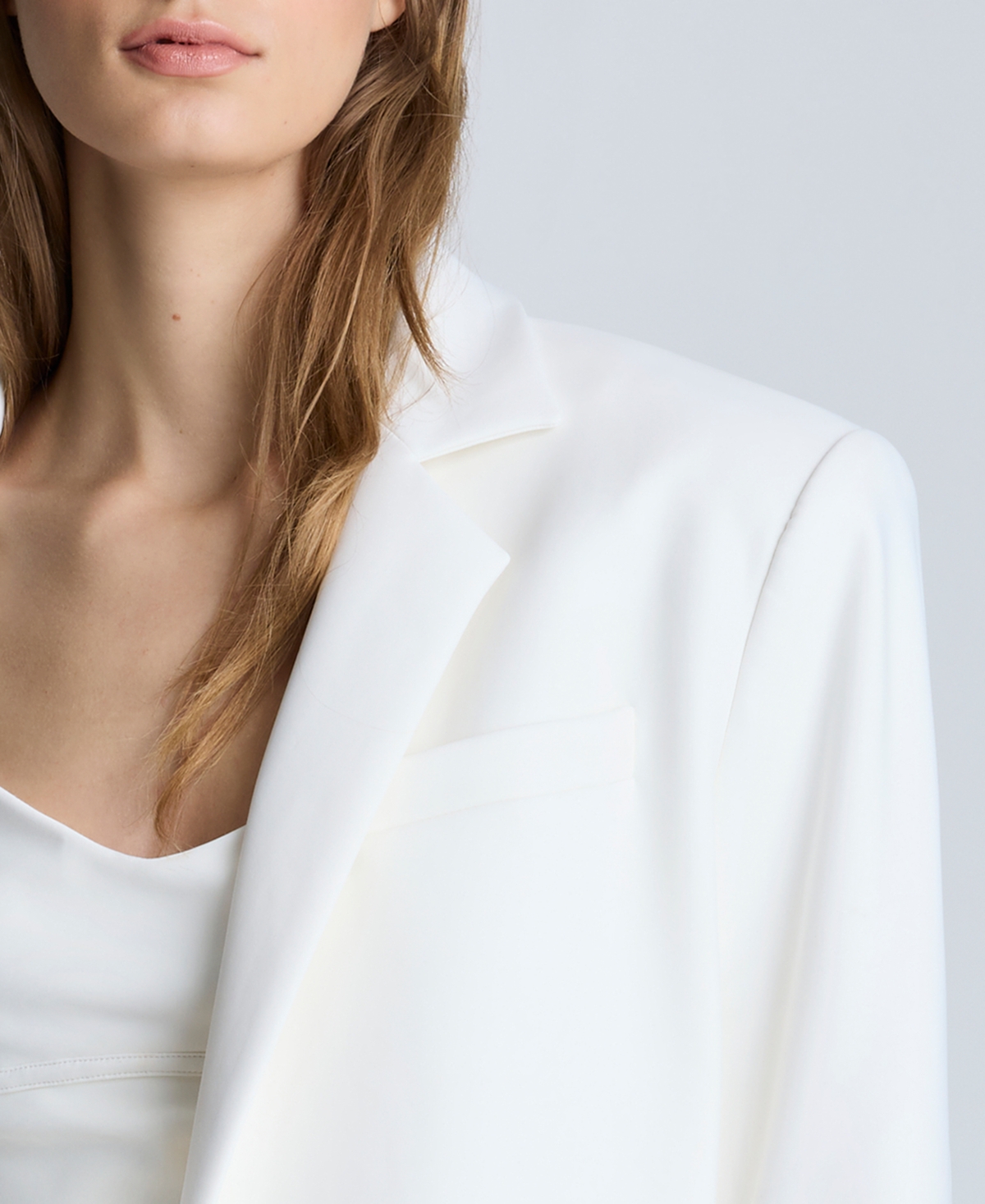 Kenneth Cole Balance Stretch One Button Boyfriend Jacket In Pure White