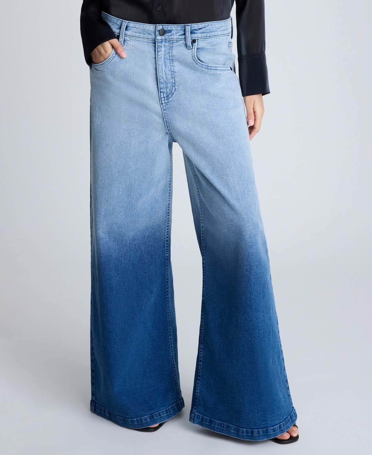 Women's Comfort-Stretch Gradient-Dye Wide-Leg Jeans - Gradient JJ Wash