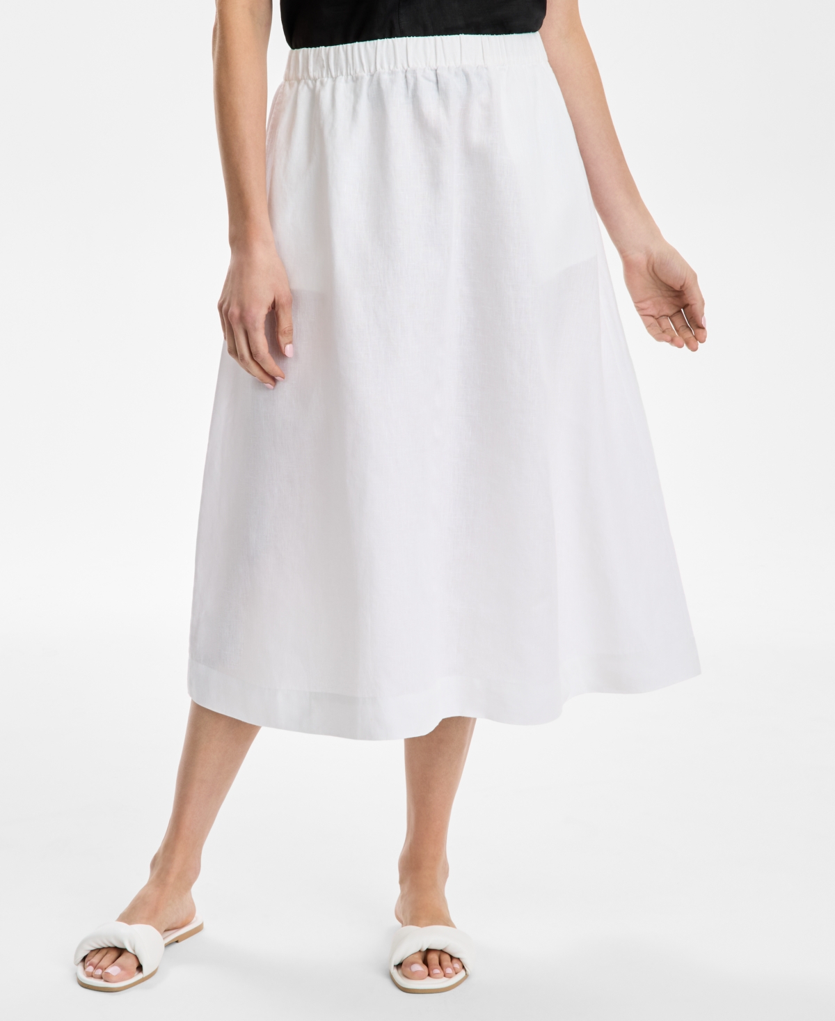CHARTER CLUB WOMEN'S PULL-ON 100% LINEN MIDI SKIRT, EXCLUSIVELY AT MACY'S 