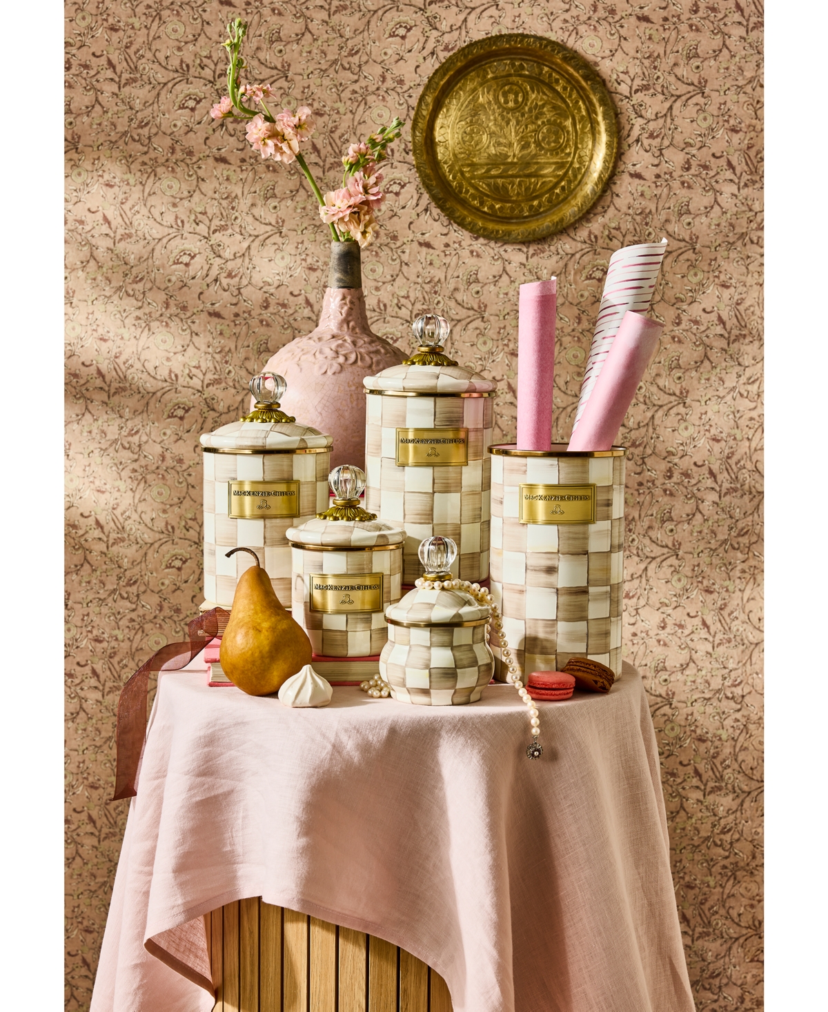 Mackenzie-Childs Mocha Check Utensil Holder