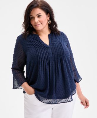 Pintuck Blouse In Plus Size - Illiana Multi | NYDJ