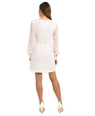 Women's Daisy Sequined Sheer-Sleeve Dress