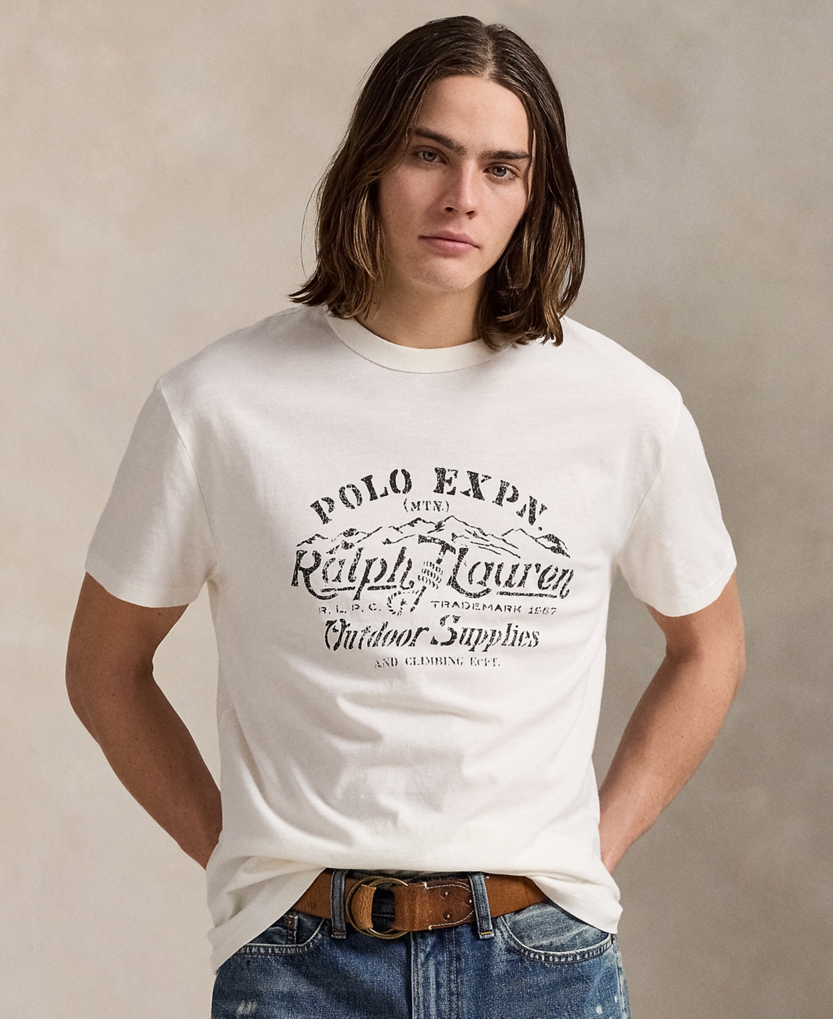 Polo Ralph Lauren Men's Classic-fit Slub Jersey Graphic T-shirt In White
