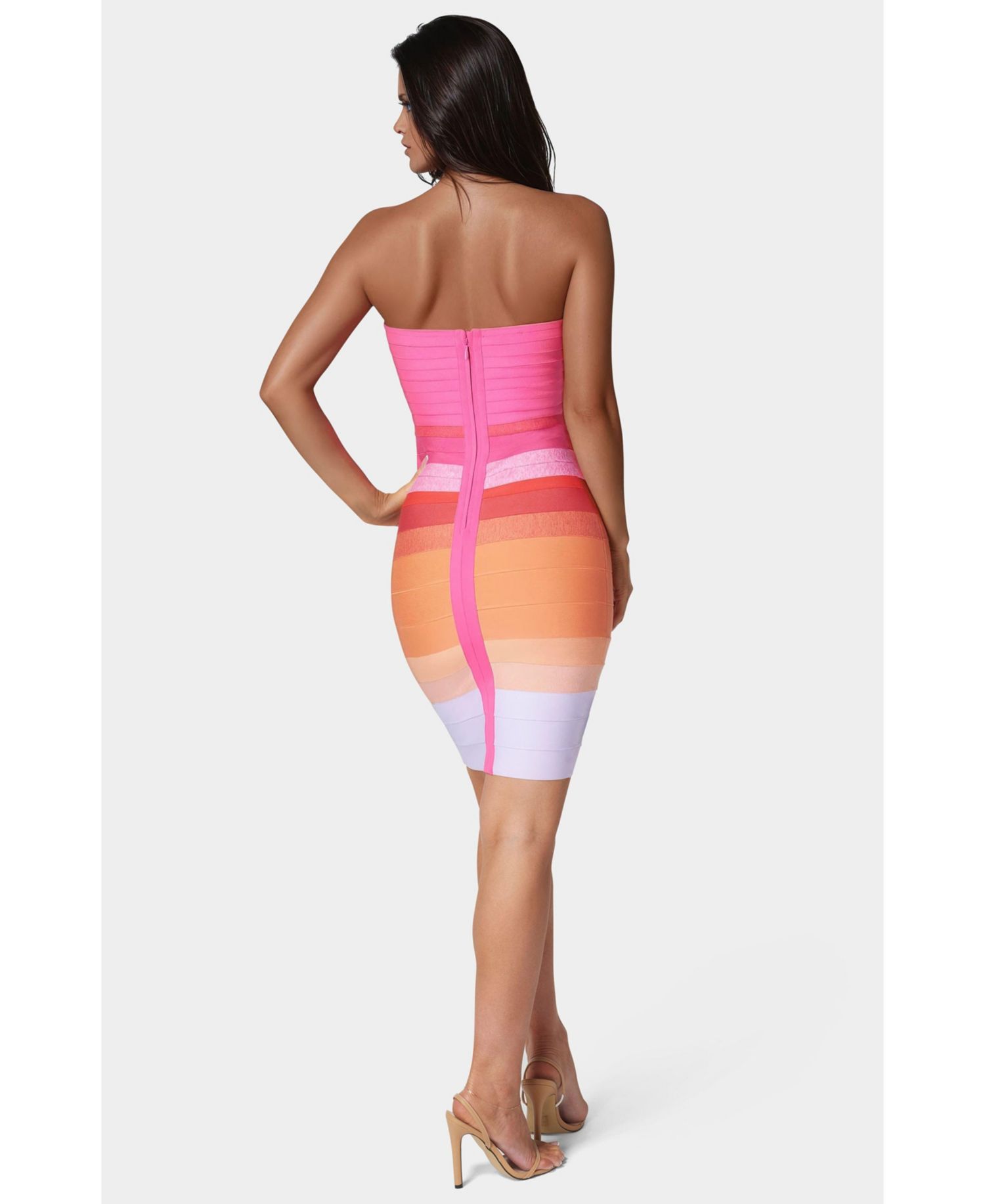Women's Ombre Badage Strapless Dress