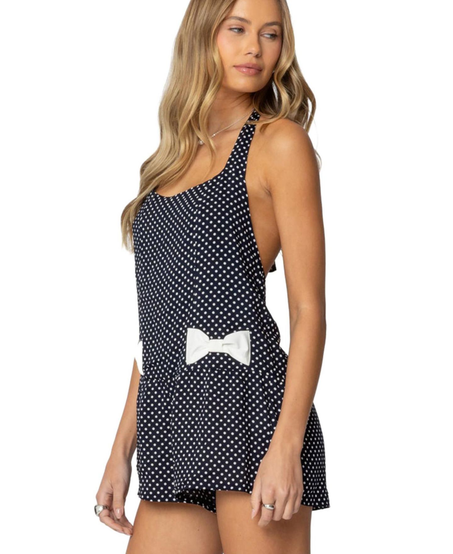 Женский комбинезон Edikted Lena Polka Dot Halter Neck, цвет: Тёмно-синий — фото 1