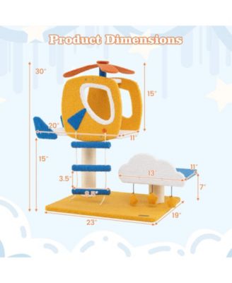 Indoor Small Aviation-Themed Cat Tree with Helicopter Top Perch Fun & Cozy Playhouse for Cats
