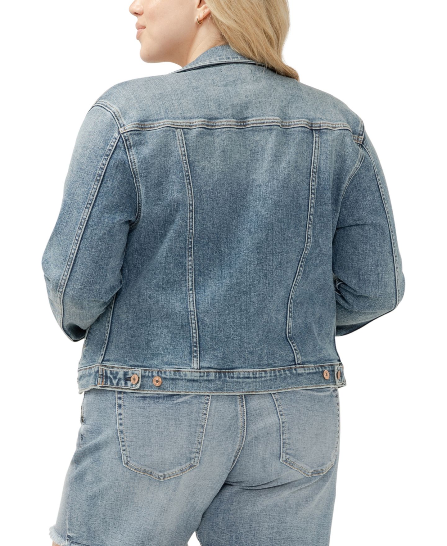 Женская куртка Silver Jeans Co. Plus Size Notched Crop Jean, цвет: Индиго — фото 14