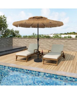 9 Ft. Outdoor Double Top Hawaiian Style Thatch Umbrella