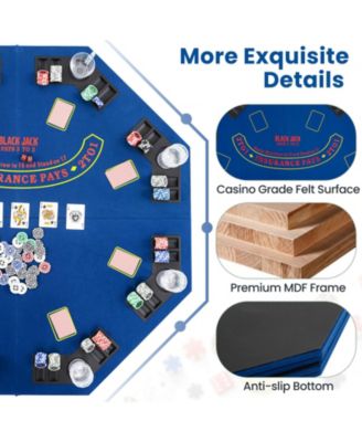 8-Player Foldable Poker Table Top with Carrying Bag and Cup Holders Compact and Portable for Home Games