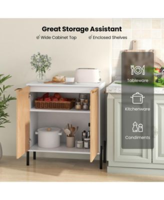 2-Door Buffet Cabinet Sideboard with Shelf and Metal Legs For Dining Room