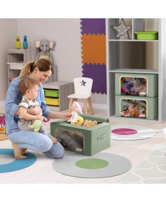 6 Pack Small Foldable Storage Box - Metal Frame, Oxford Fabric, Large Window & Handles - Organization for Bedroom, Linens & Clothes