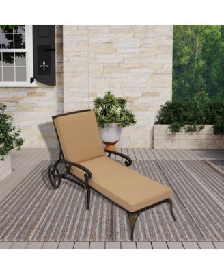 Outdoor Chaise Lounge with Cushions Patio Lounge Chairs with Wheels & Adjustable Backrest Aluminium Pool Sun Lounges Chairs for Outside, Beige