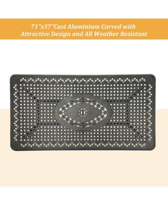 7pcs Patio Furniture Set Cast Aluminium Outdoor Dining Set 6 Outdoor Dining Chairs and 71 Inches Rectangular Dining Table for Balcony Porch Backyard Garden