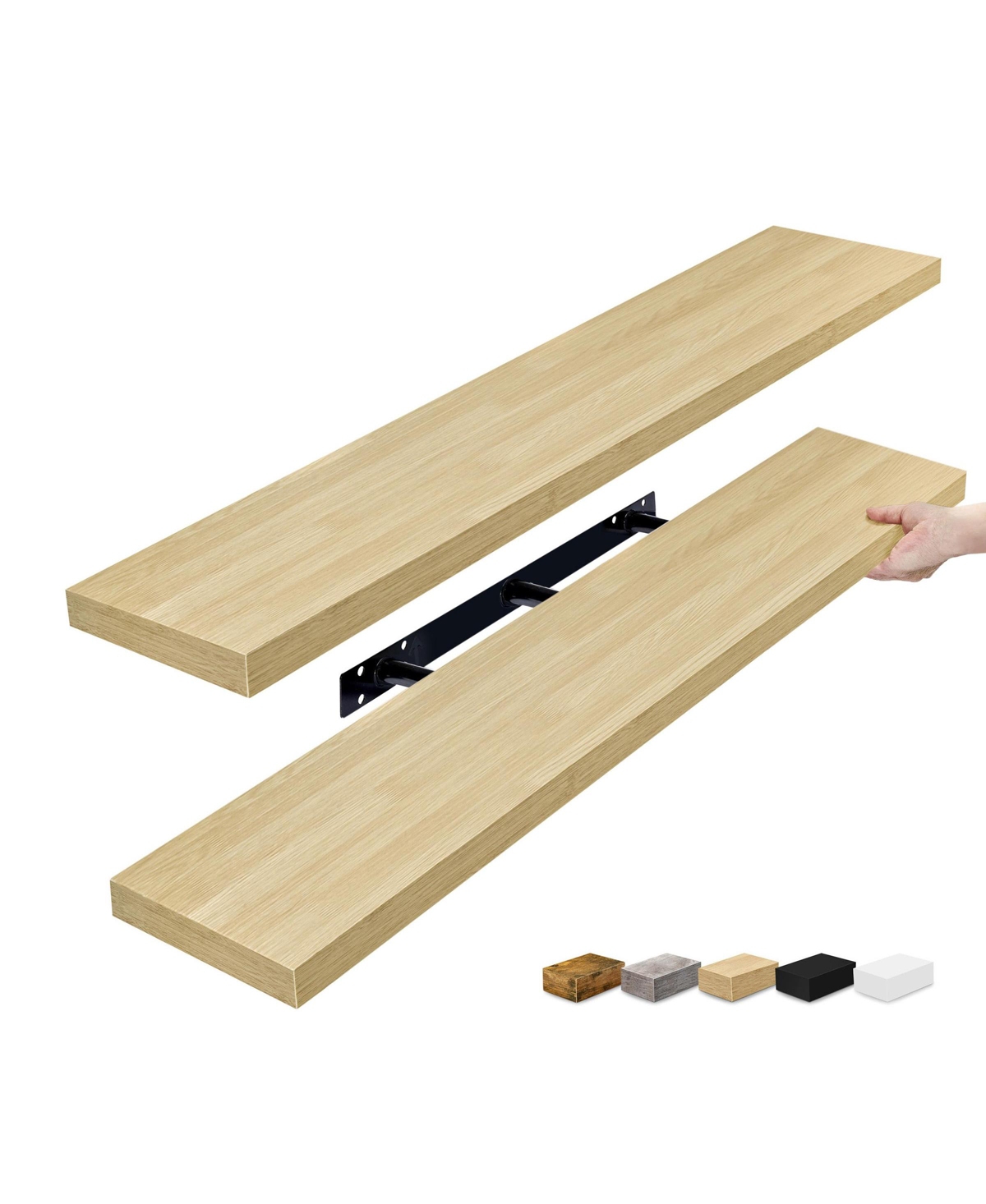 2 Pack 47 x 9.25 Inch Wall Mounted Floating Shelves - Stylish and Functional Storage - Brown