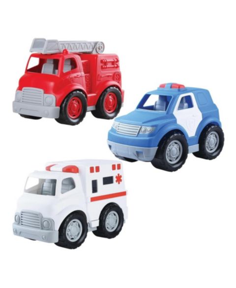 Детские игрушки Kaplan Early Learning To the Rescue Fire Engine, Ambulance and Police Car Toy Vehicles, 3-Piece Set
