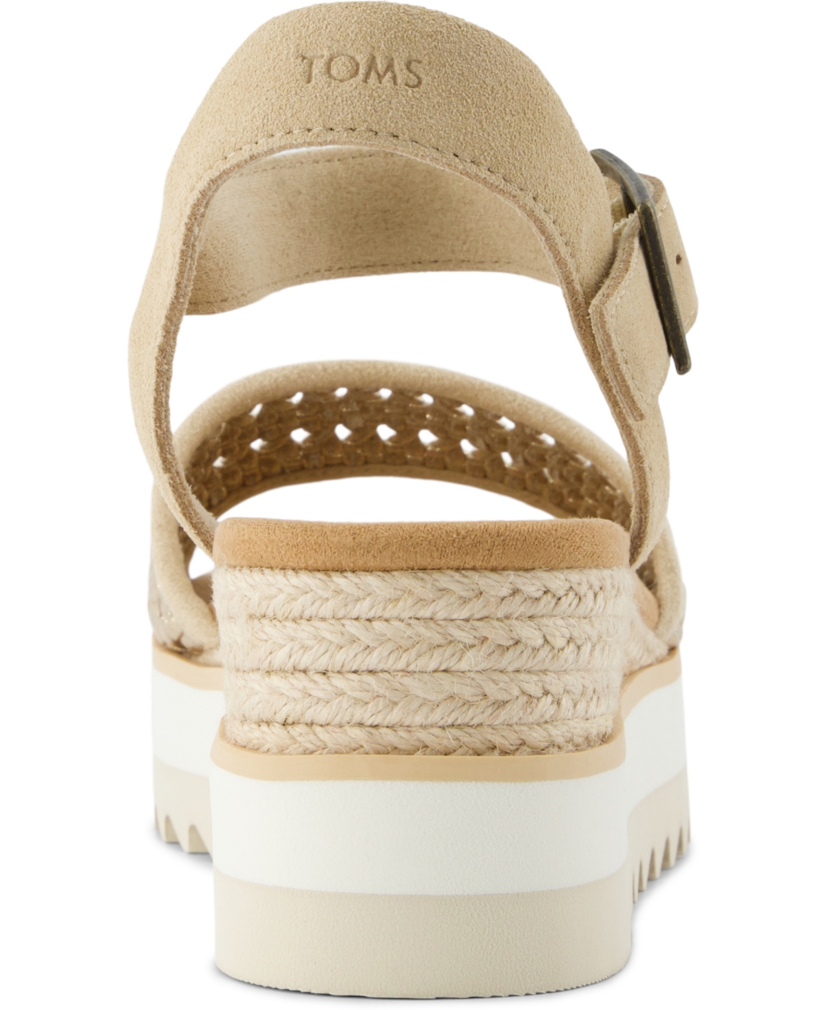 Shop Toms Women's Diana Platform Wedge Sandals In Champagne Metallic Leather Basket Weave
