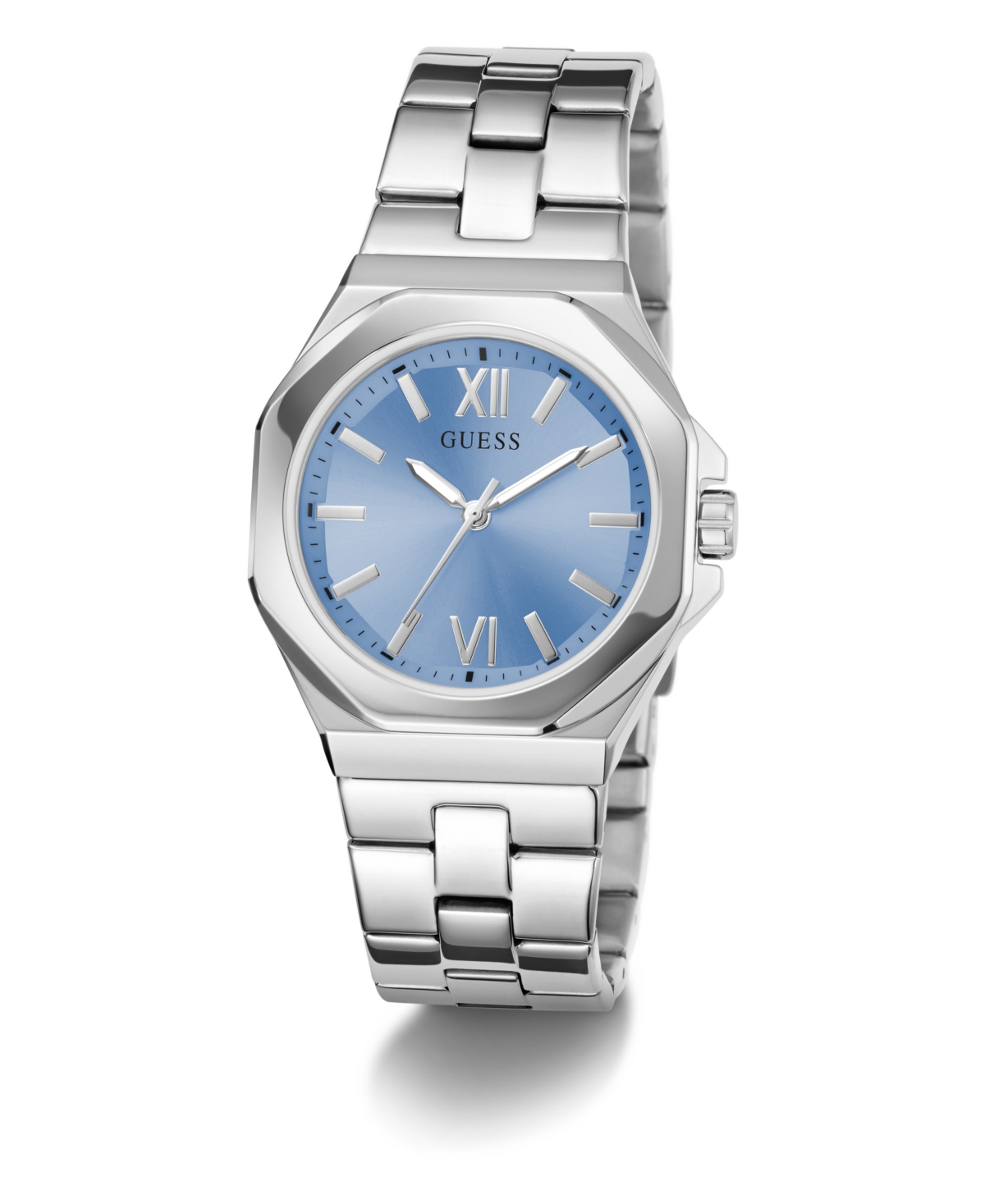 Guess Women's Analog Silver-tone Stainless Steel Watch, 34mm In Silver-tone