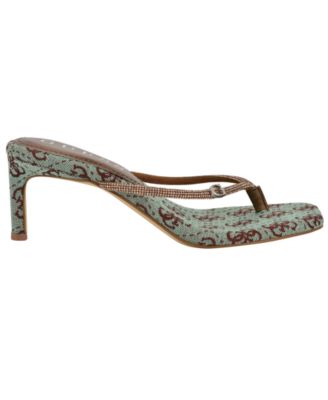 Mayan Rhinestone Thong Kitten Heel Sandals