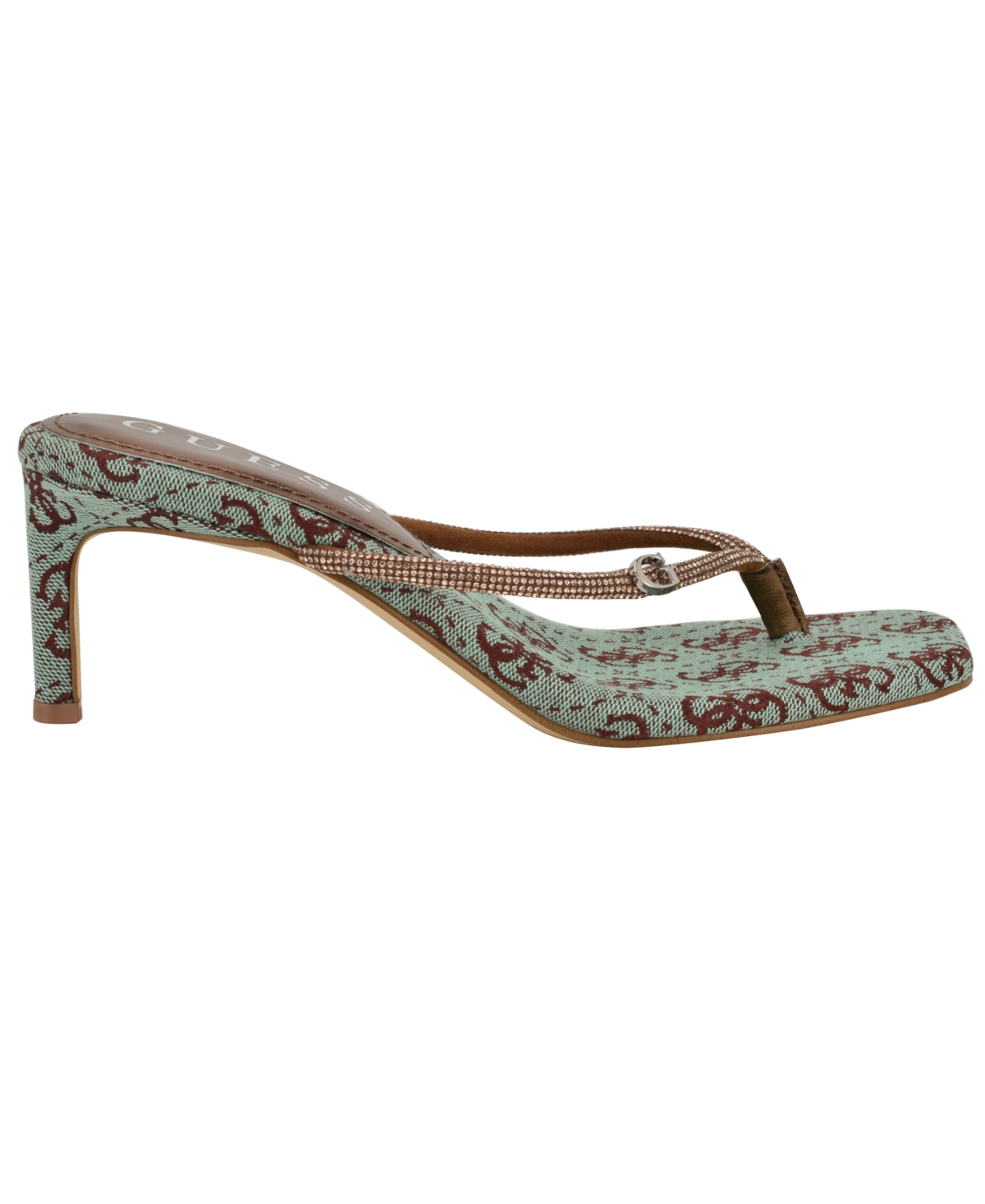 Guess Women's Mayan Rhinestone Thong Kitten Heel Sandals